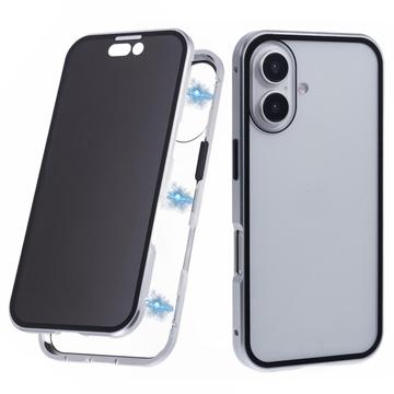 Carcasa Magnética con Cristal Templado para iPhone 16 - Privacidad - Plateado
