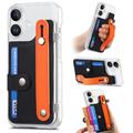 Funda de plástico CY1 para iPhone 16 - Ranura para tarjetas, muñequera, soporte - Negro