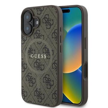 Funda con anillo de color Guess 4G para iPhone 16 Plus - Compatible con MagSafe - Marrón