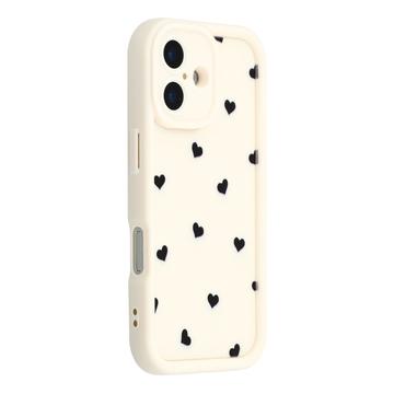 Funda de TPU a prueba de golpes con diseño de corazón y bordes elevados iPhone 16 Plus - Blanco