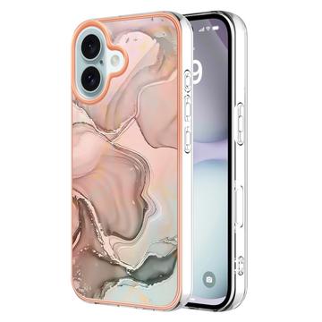 Funda TPU Marble Pattern Electrochapada IMD para iPhone 16 Plus - Rosa
