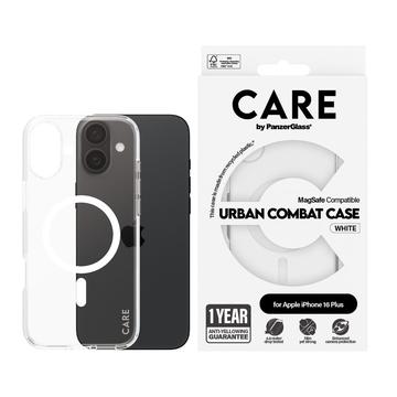 Funda PanzerGlass Care Transparent Urban Combat para iPhone 16 Plus - Compatible con MagSafe - Blanco