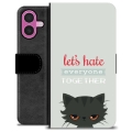 Funda Cartera Premium para iPhone 16 Plus - Gato Enfadado