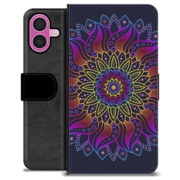 Funda Cartera Premium para iPhone 16 Plus - Mandala Colorida