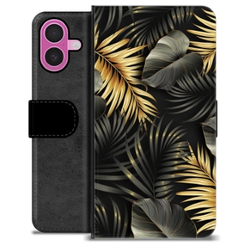 Funda Cartera Premium para iPhone 16 Plus - Hojas Doradas
