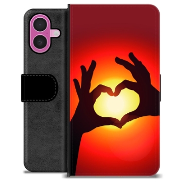 Funda Cartera Premium para iPhone 16 Plus - Silueta del Corazón