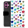 Funda Cartera Premium para iPhone 16 Plus - Corazones