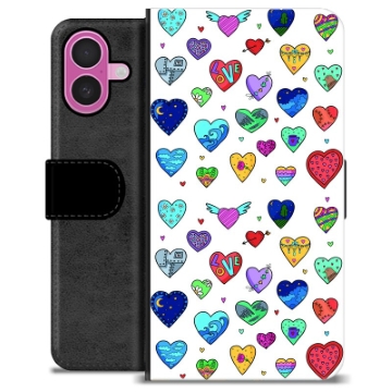 Funda Cartera Premium para iPhone 16 Plus - Corazones