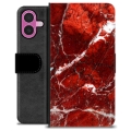 Funda Cartera Premium para iPhone 16 Plus - Mármol Rojo