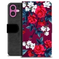 Funda Cartera Premium para iPhone 16 Plus - Flores Vintage