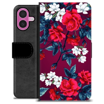 Funda Cartera Premium para iPhone 16 Plus - Flores Vintage