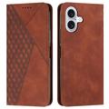 Funda de cartera con diseño de rombos y cierre magnético para iPhone 16 Plus