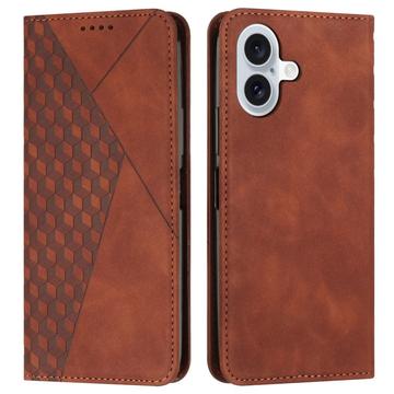 Funda de cartera con diseño de rombos y cierre magnético para iPhone 16 Plus