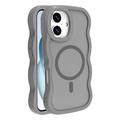 Funda híbrida magnético con borde ondulado para iPhone 16 Plus - Gris