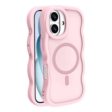 Funda híbrida magnético con borde ondulado para iPhone 16 Plus - Rosa