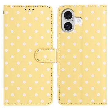 Funda Cartera con Estampado de Lunares para iPhone 16 - Amarillo