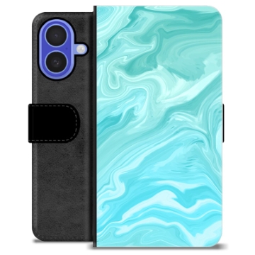 Funda Cartera Premium para iPhone 16 - Mármol Azul