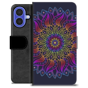 Funda Cartera Premium para iPhone 16 - Mandala Colorida