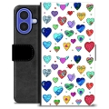 Funda Cartera Premium para iPhone 16 - Corazones