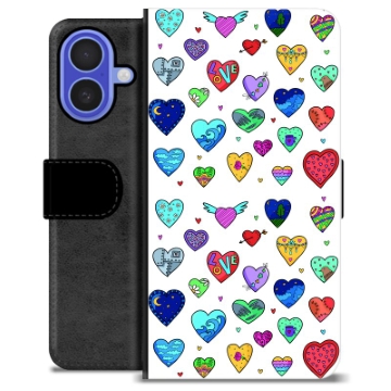 Funda Cartera Premium para iPhone 16 - Corazones