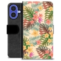 Funda Cartera Premium para iPhone 16 - Flores Rosadas