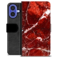 Funda Cartera Premium para iPhone 16 - Mármol Rojo