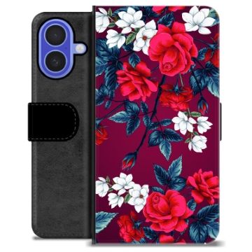 Funda Cartera Premium para iPhone 16 - Flores Vintage