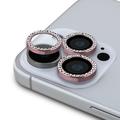 Protector de lente de cámara Guess Fixed Glitter para iPhone 16 Pro/16 Pro Max - Rosa