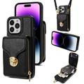 Funda todo en uno para iPhone 16 Pro con cartera y correa - Negro
