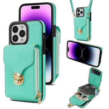 Funda iPhone 16 Pro Todo en Uno con Cartera y Correa - Menta