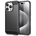 Carcasa de TPU Brushed para iPhone 16 Pro - Fibra de Carbono - Negro