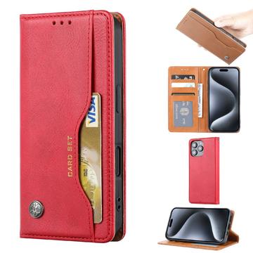 Funda tipo billetera con juego de tarjetas para iPhone 16 Pro - Rojo