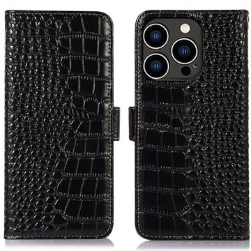 Funda Crocodile con RFID para iPhone 16 Pro - Estilo Cartera