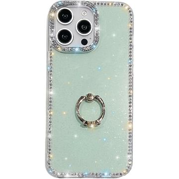Funda híbrida iPhone 16 Pro CrystalGlow con soporte para anillos - Verde