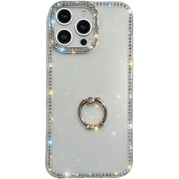 Funda híbrida iPhone 16 Pro CrystalGlow con soporte para anillos - Transparente