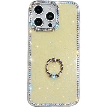 Funda híbrida iPhone 16 Pro CrystalGlow con soporte para anillos - Amarillo