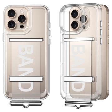 Funda con correa GKK para iPhone 16 Pro - Plata / Transparente