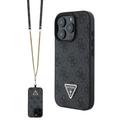 Funda Guess 4G Strass Triangle Metal Logo con correa cruzada para iPhone 16 Pro
