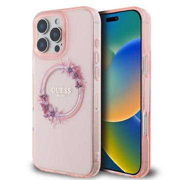 Funda Guess IML Flowers Wreath para iPhone 16 Pro - Compatible con MagSafe