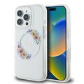 Funda Guess IML Flowers Wreath para iPhone 16 Pro - Compatible con MagSafe - Transparente