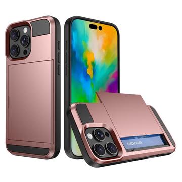 Carcasa Híbrida con Tarjetero Deslizante para iPhone 16 Pro - Rosa Dorado