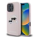Funda MagSafe de silicona líquida Karl Lagerfeld Double Heads para iPhone 16 Pro - Rosa