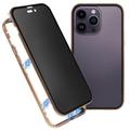 Carcasa Magnética con Cristal Templado para iPhone 16 Pro - Privacidad - Dorado