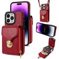 Funda iPhone 16 Pro Max Todo en Uno con Cartera y Correa - Rojo