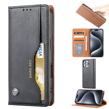 Funda tipo billetera con juego de tarjetas para iPhone 16 Pro Max - Negra