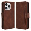 Funda de cartera con tarjetero para iPhone 16 Pro Max - Marrón
