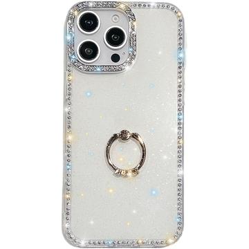 Funda híbrida iPhone 16 Pro Max CrystalGlow con soporte para anillos - Blanca