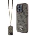 Funda Guess 4G Strass Triangle Metal Logo con correa cruzada para iPhone 16 Pro Max