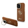 Funda con marco para cámara de pie iPhone 16 Pro Max Guess Grained 4G Logo - Marrón