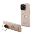 Funda con marco para cámara de pie iPhone 16 Pro Max Guess Grained 4G Logo - Rosa